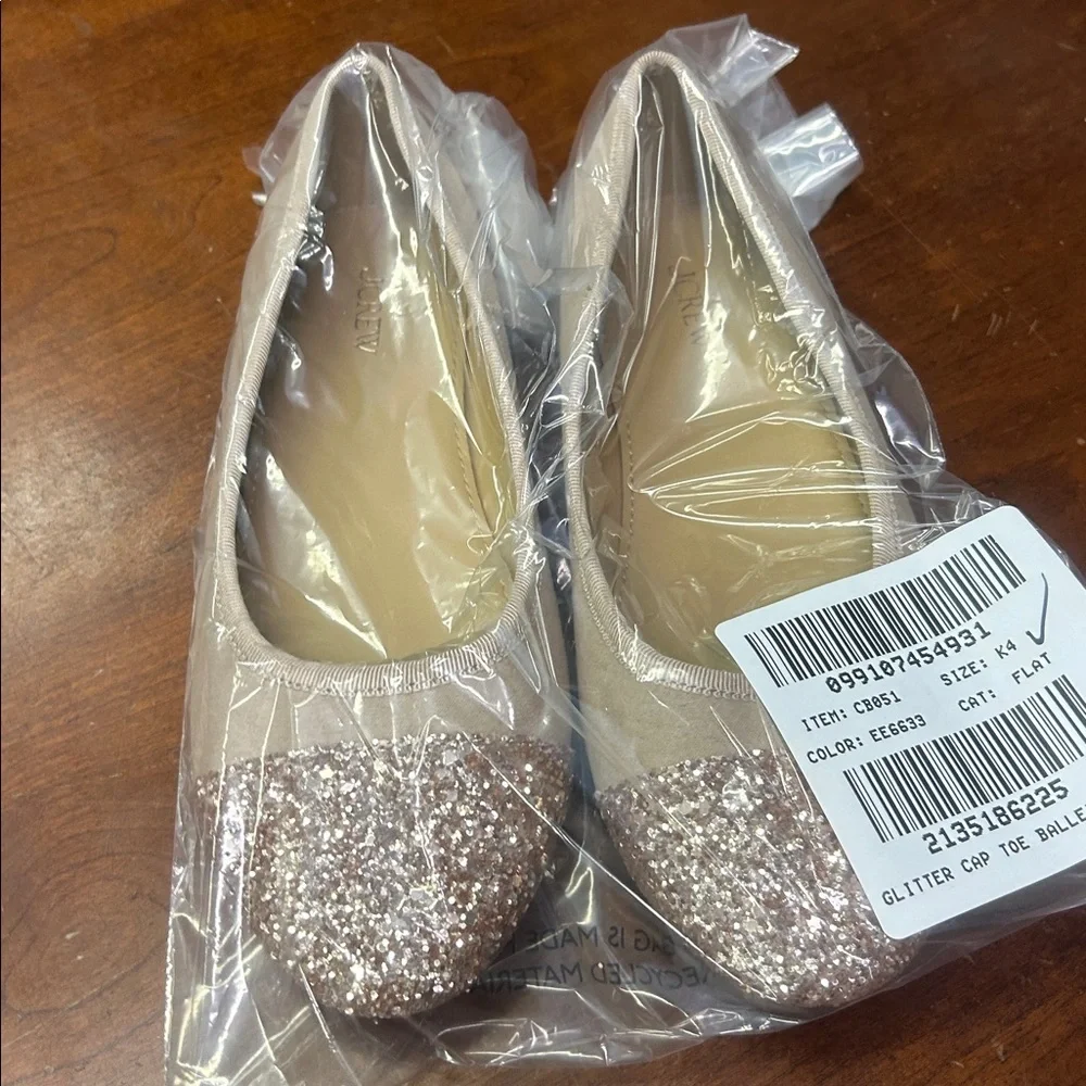 J Crew Girls' glitter cap-toe ballet flats CB051